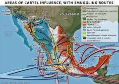 Areas of Cartel Influence with smuggling routes