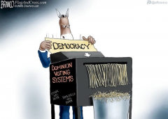 Democrats shred democracy through dominion voting machines branco cartoon