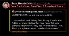 Prayer request for Sydney Powell and Trump Legal Team against demonic attacks