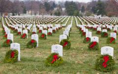 CHRISTMAS WREATHS in military cemetary - They fought and died for FREEDOM - NOT - COMMUNISM