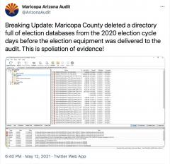 Maricopa CO deleted databases before sending machines for audits DELETING EVIDENCE