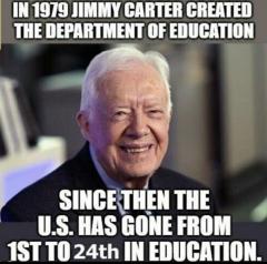 Democrat Jimmy Carter Created Dept of Education USA went from 1st to 24th since then