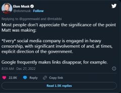 Elon Musk Quote on Network Censorship