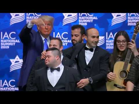 Trump explains the origins of God Bless America and introduces the Shalva Band (Kids with disabilities) to sing it at 2019 IAC Summit